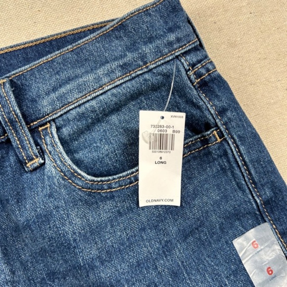 Old Navy Jeans Womens 6L Long Mid-Rise Wow Boyfriend Dark Denim Faded‎ - Picture 6 of 10